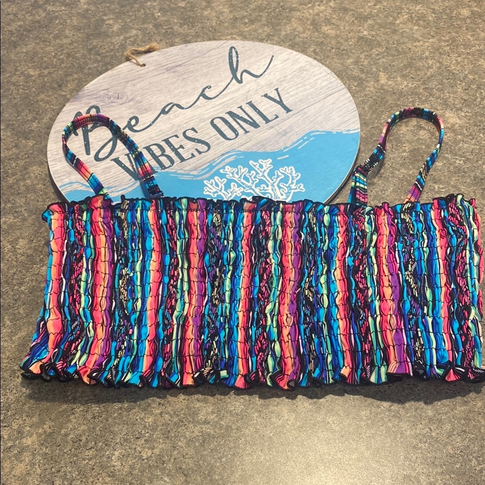 VENUS Colorful Striped Tube Top Style Bathing Suit Top